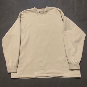 Fear of God Essentials Cream Relaxed Crewneck Sweatshirt Long Sleeve Size‎ L